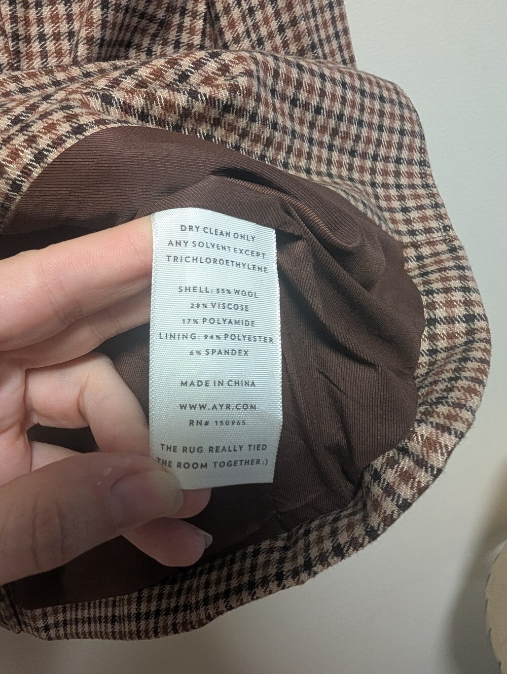 AYR Plaid Wool Blazer XS Brown Houndstooth Academia Preppy - Picture 6 of 9